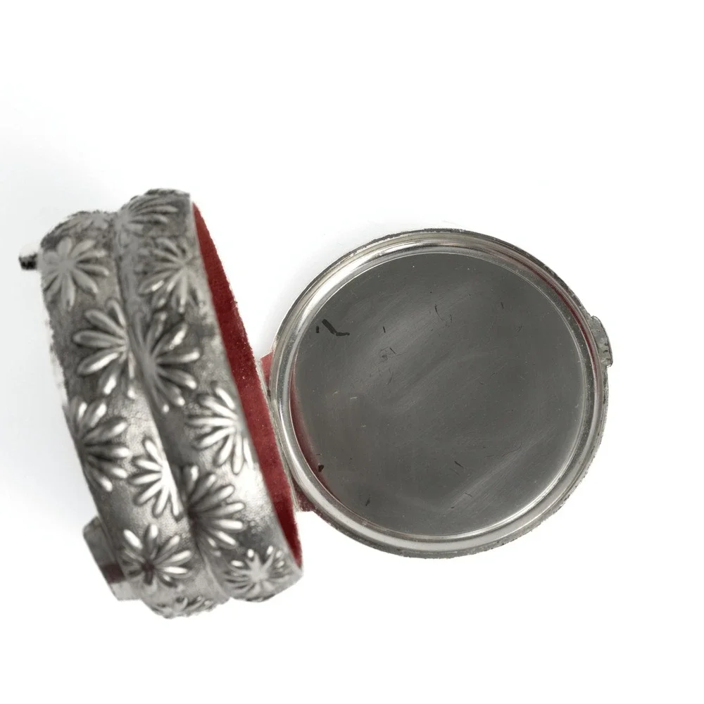 F.B. Rogers Silver Plated Trinket Box Floral Porcelain Lid Vintage